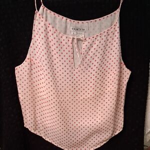 Tracy M Cream Cami with Pink Polka Dots